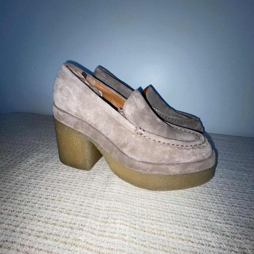 Marc Fisher Suede Lina Platform Loafer Heel Size US 8